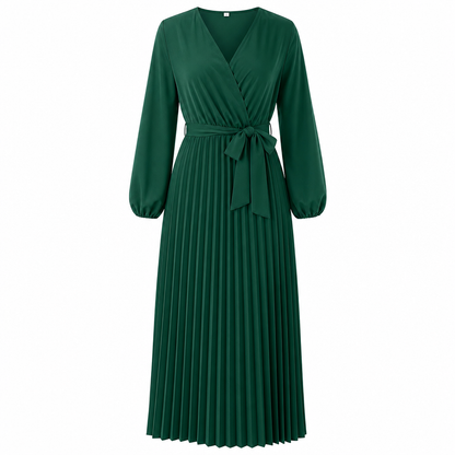 👗✨Women's Elegant Crossover V Neck Pleated Maxi Dress✨