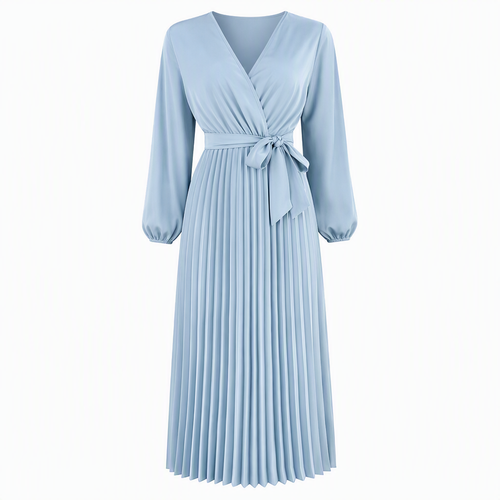 👗✨Women's Elegant Crossover V Neck Pleated Maxi Dress✨
