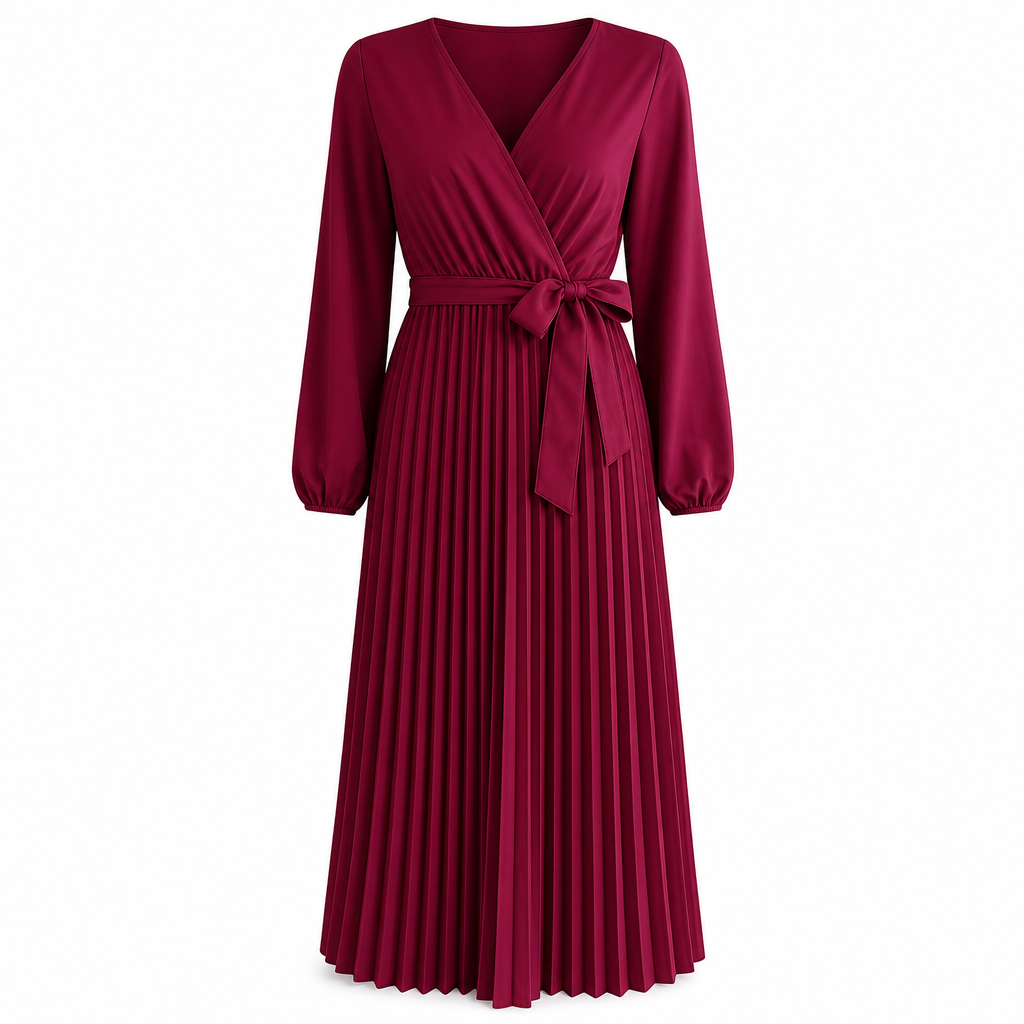 👗✨Women's Elegant Crossover V Neck Pleated Maxi Dress✨