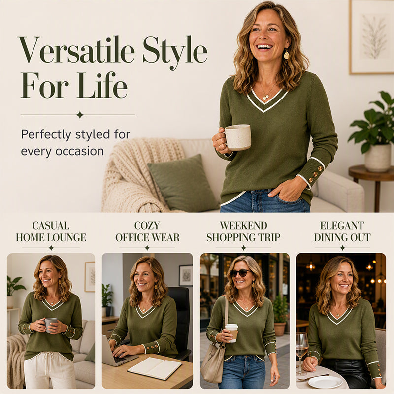 ✨ Easy Everyday Comfort | Women's Relaxed Button-Front Long-Sleeve Blouse