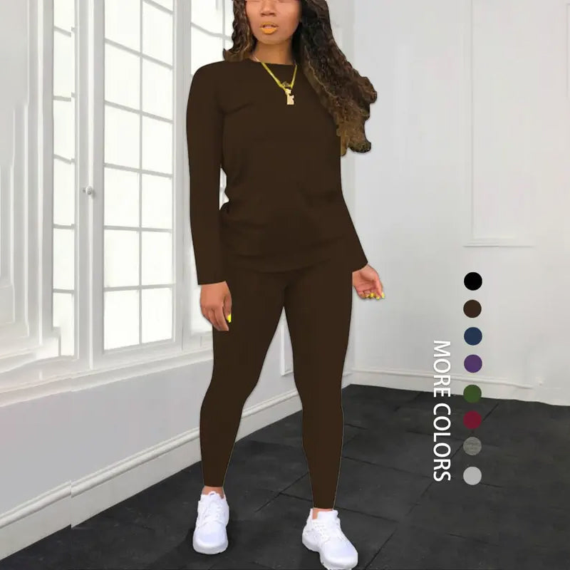 Women's Long Sleeve Top & Pants 2-Piece Set