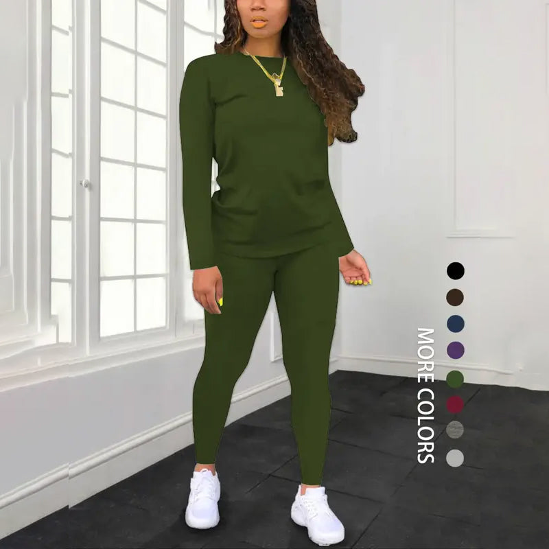 Women's Long Sleeve Top & Pants 2-Piece Set