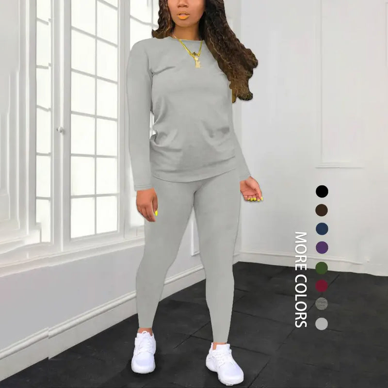 Women's Long Sleeve Top & Pants 2-Piece Set