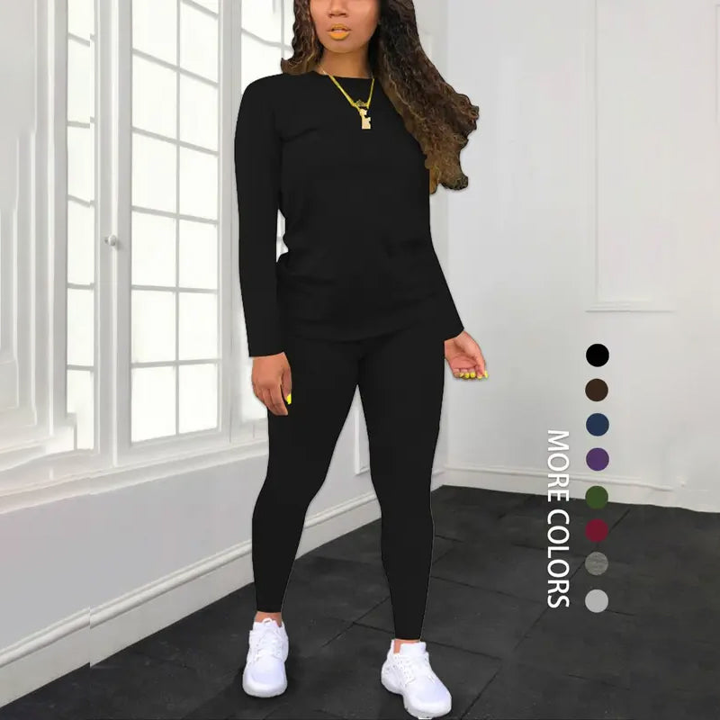 Women's Long Sleeve Top & Pants 2-Piece Set