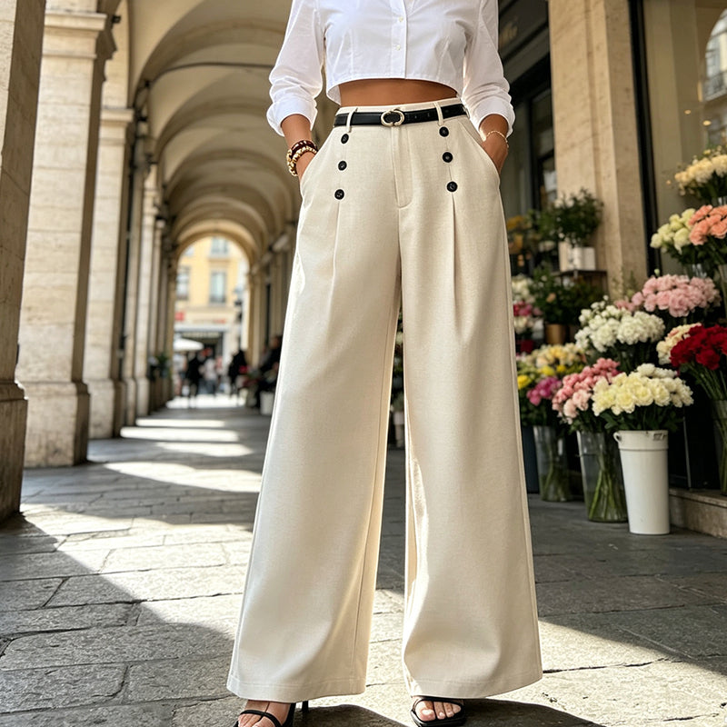 Women’s Elegant Double Breasted Wide-Leg Pants