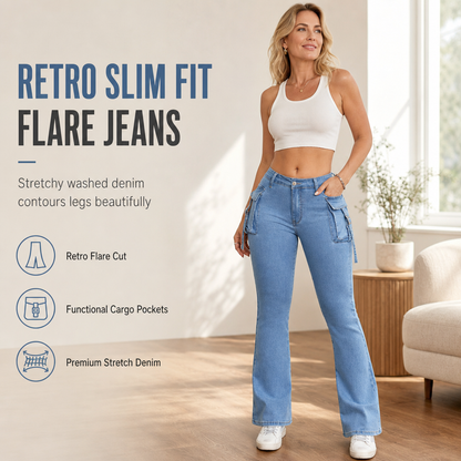 👖 Cargo Pockets, Flattering Flare | Women's High-Stretch Denim Jeans