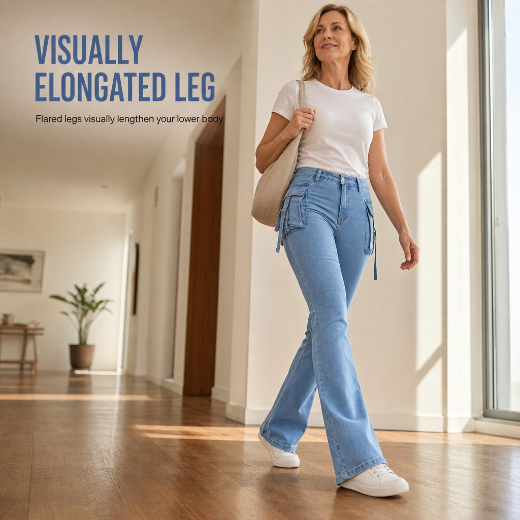 👖 Cargo Pockets, Flattering Flare | Women's High-Stretch Denim Jeans