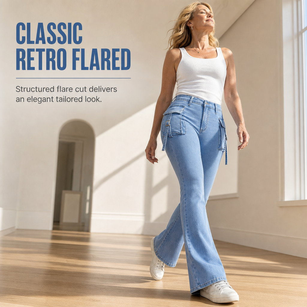 👖 Cargo Pockets, Flattering Flare | Women's High-Stretch Denim Jeans