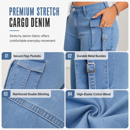 👖 Cargo Pockets, Flattering Flare | Women's High-Stretch Denim Jeans
