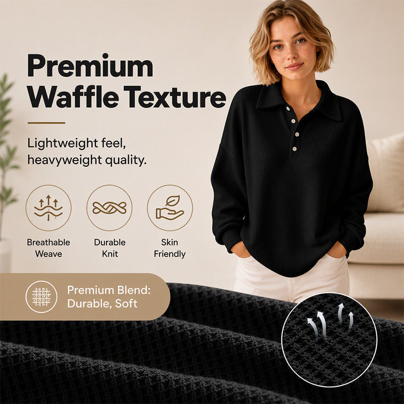 Women's Casual Waffle Knit Top