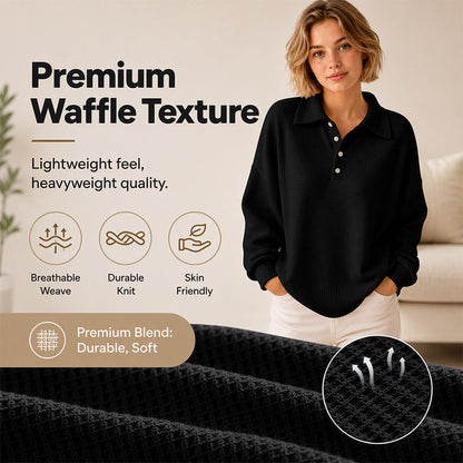 Women's Casual Waffle Knit Top