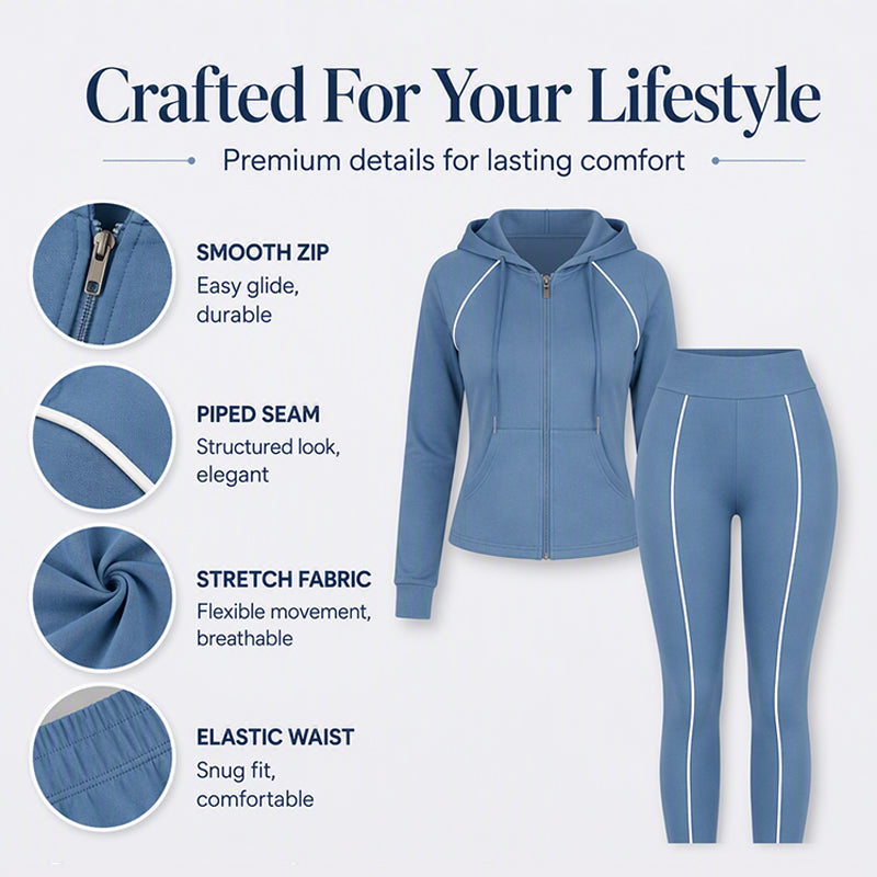 Women's Athletic Zip-Up Hoodie and Pants Set