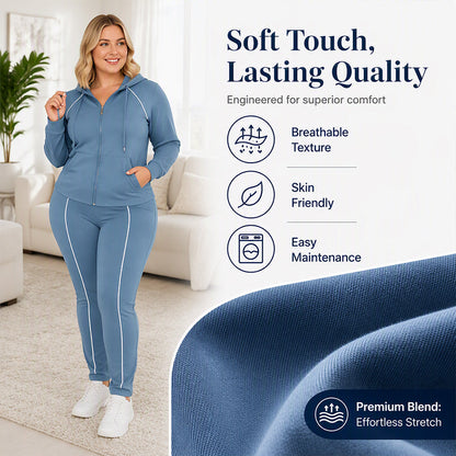 Women's Athletic Zip-Up Hoodie and Pants Set