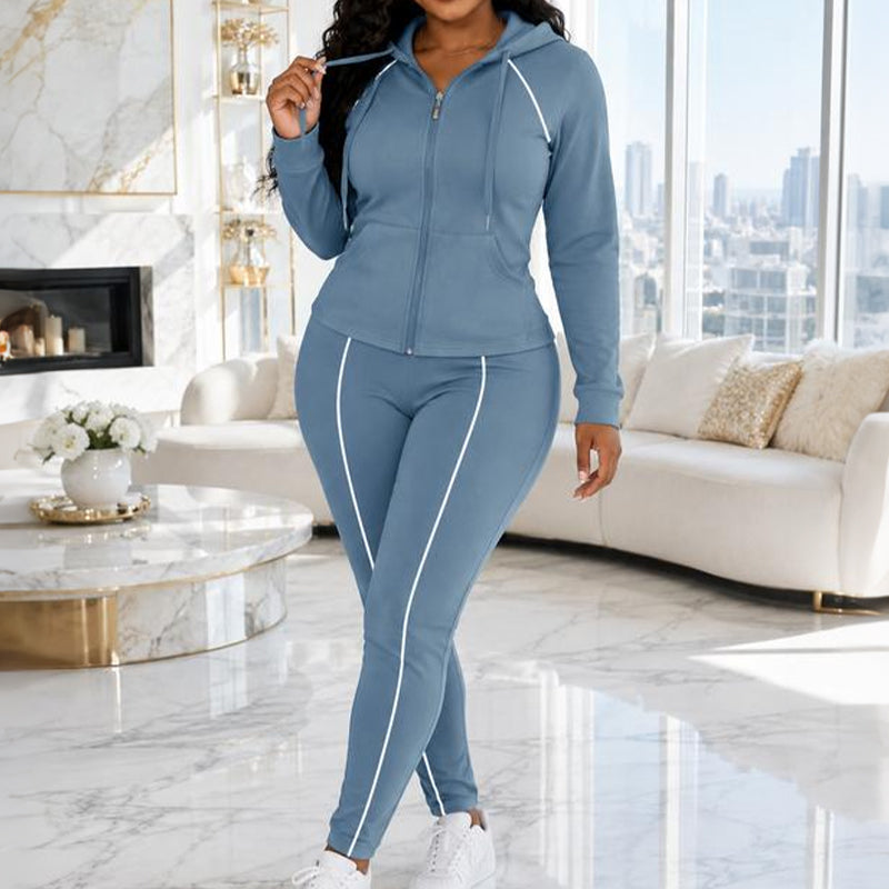Women's Athletic Zip-Up Hoodie and Pants Set