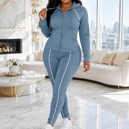 Women's Athletic Zip-Up Hoodie and Pants Set