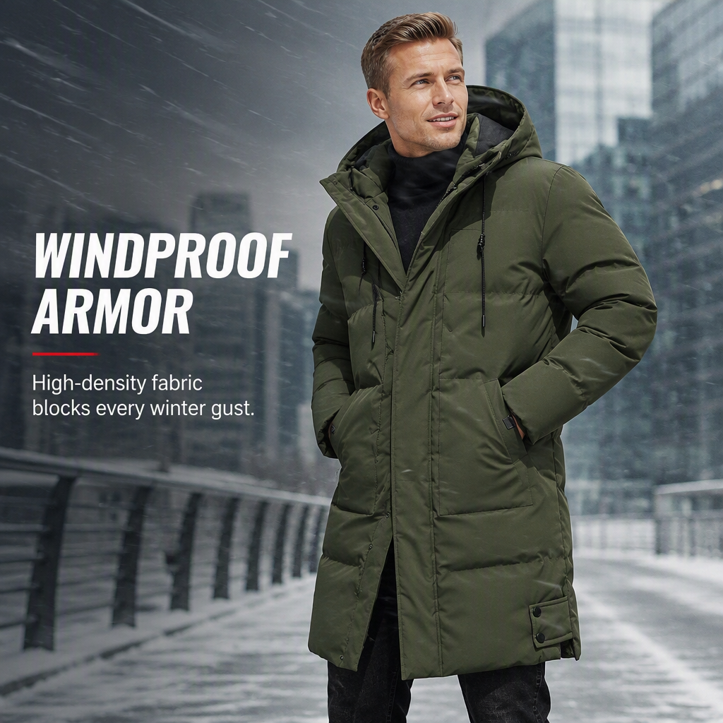 Men's Casual Mid-Length Padded Winter Thickened Warm Outerwear Coat Plus Size