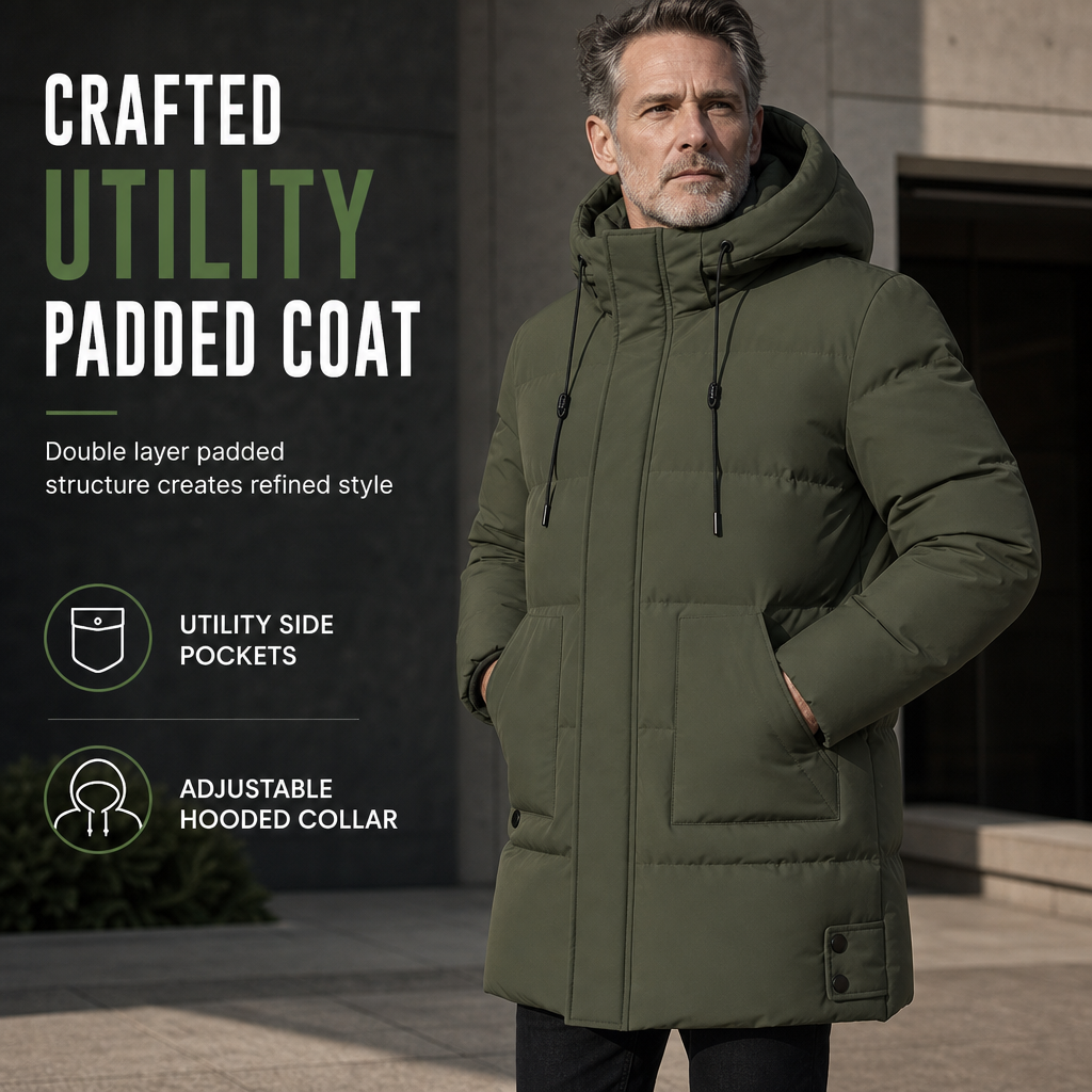 Men's Casual Mid-Length Padded Winter Thickened Warm Outerwear Coat Plus Size