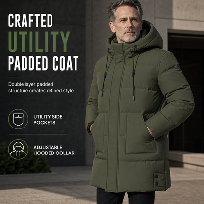 Men's Casual Mid-Length Padded Winter Thickened Warm Outerwear Coat Plus Size
