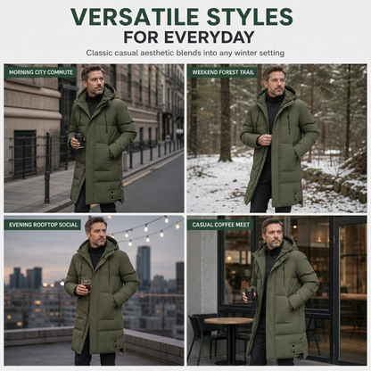 Men's Casual Mid-Length Padded Winter Thickened Warm Outerwear Coat Plus Size