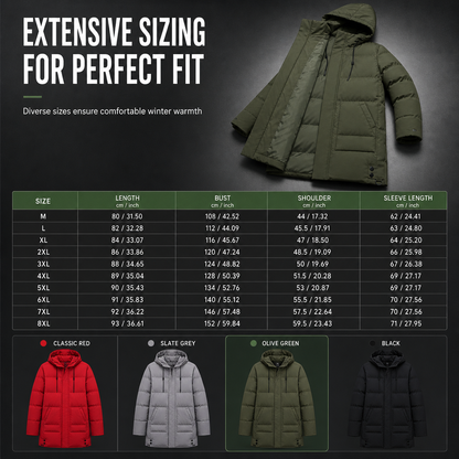 Men's Casual Mid-Length Padded Winter Thickened Warm Outerwear Coat Plus Size
