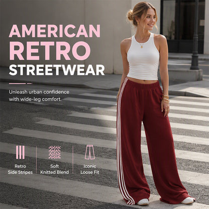 Women's Wide-Leg Sweatpants with Side Stripes