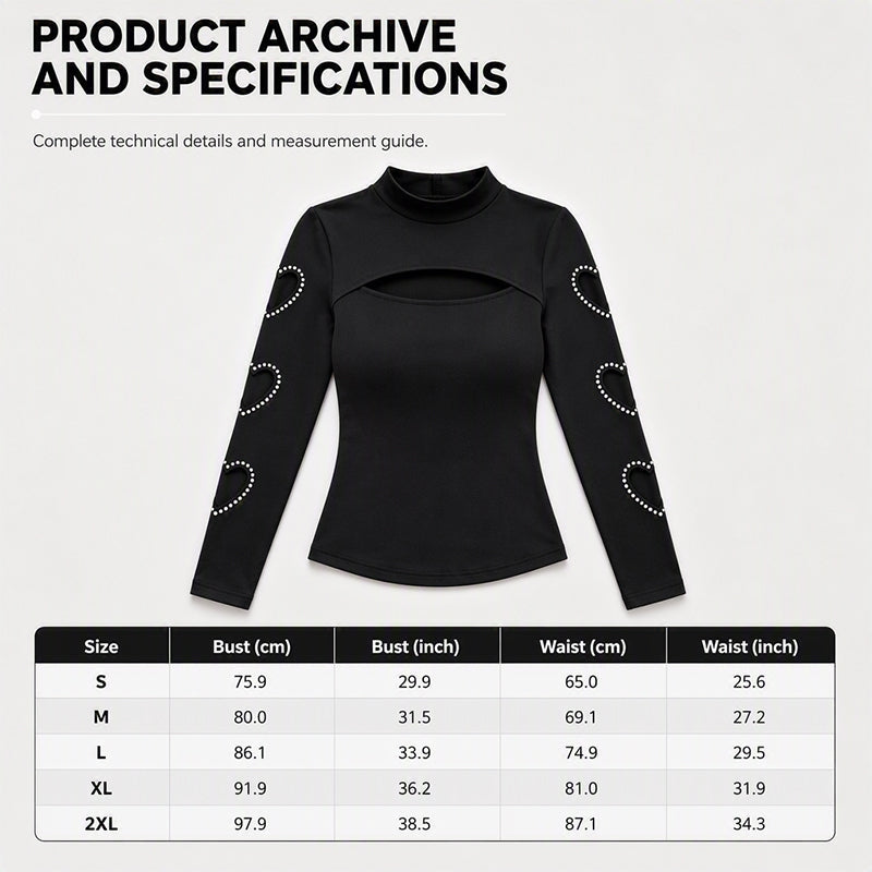 Women's Heart Cutout Mock Neck Slim Fit Top