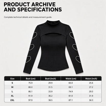 Women's Heart Cutout Mock Neck Slim Fit Top