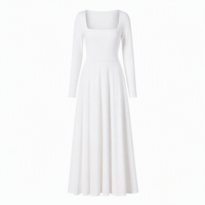 Women's Long Sleeve Square Neck A-Line Dress