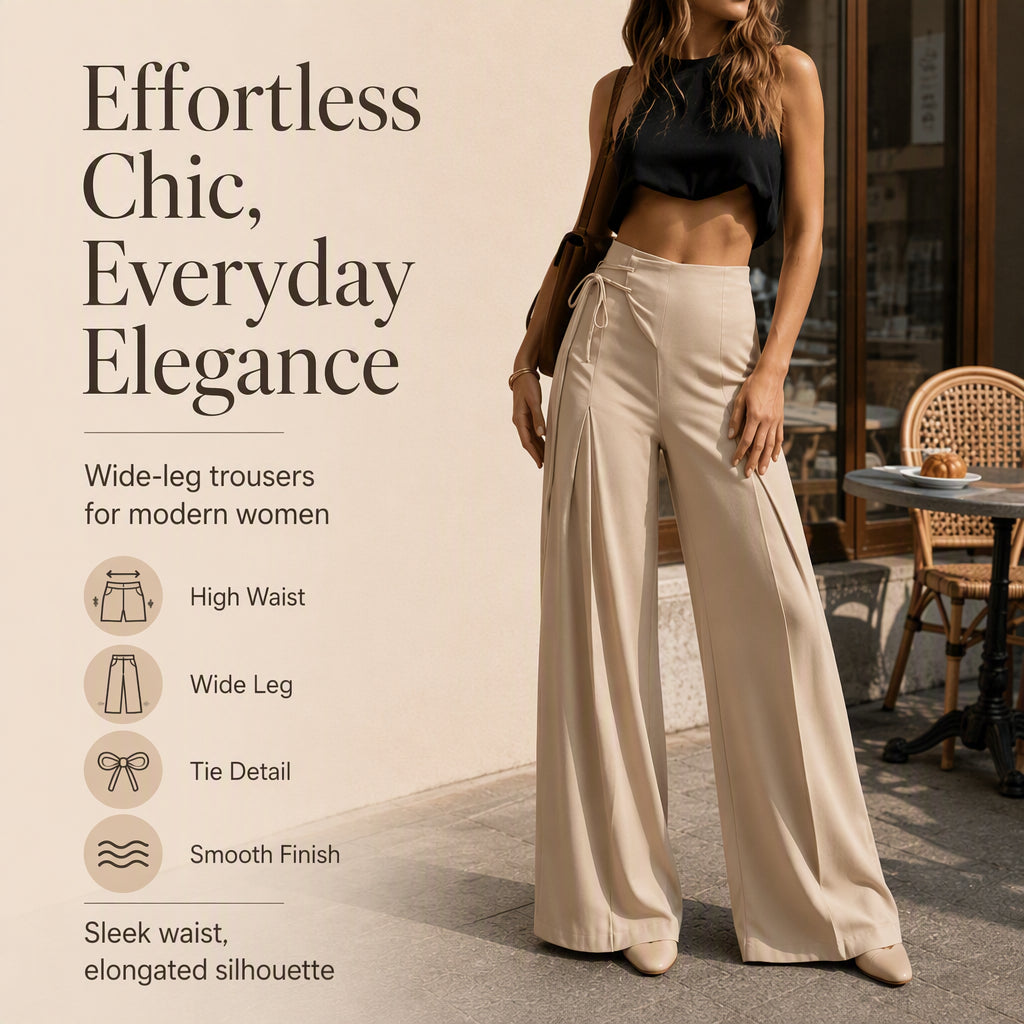 Women's Casual High-Waisted Wide-Leg Pants