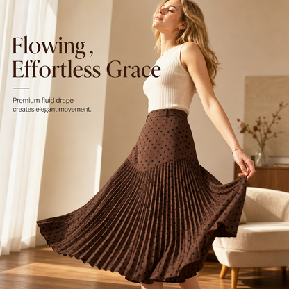 Women's High Waist Polka Dot Pleated Skirt