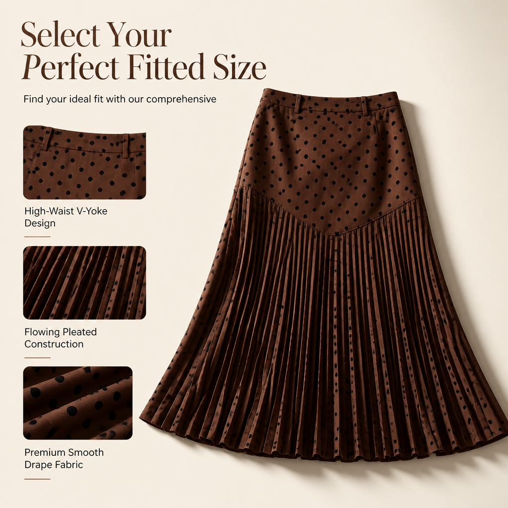 Women's High Waist Polka Dot Pleated Skirt
