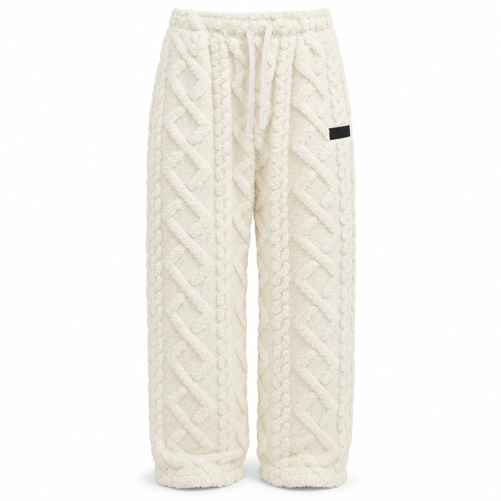 🔥 Cozy Everyday Comfort | Women’s Flannel-Lined Embossed Straight-Leg Lounge Pants