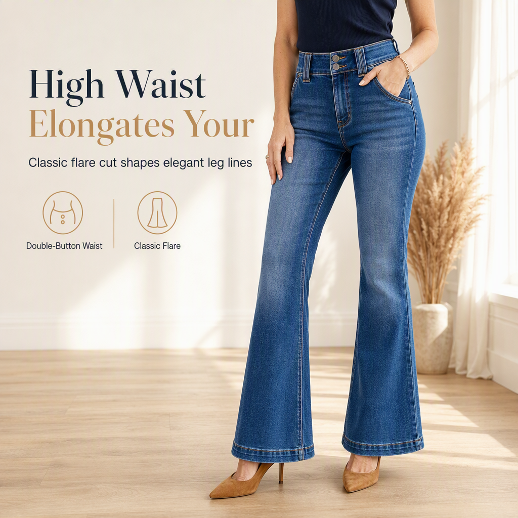 ✨👖Women's High Waisted Flare Jeans Stretch Denim Slim Fit Pants with Double Button Waist✨𝘉𝘶𝘺 𝘢𝘯𝘺 2 𝘢𝘯𝘥 𝘨𝘦𝘵 𝘢𝘯 𝘦𝘹𝘵𝘳𝘢 8% 𝘥𝘪𝘴𝘤𝘰𝘶𝘯𝘵