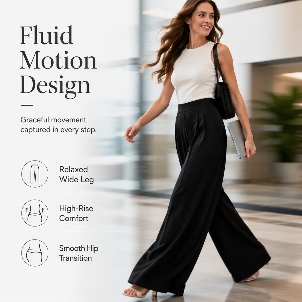 👖 Flattering High Rise, Dramatic Drape | Women's Pleated Wide-Leg Pants