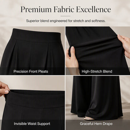 👖 Flattering High Rise, Dramatic Drape | Women's Pleated Wide-Leg Pants