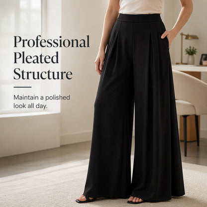 👖 Flattering High Rise, Dramatic Drape | Women's Pleated Wide-Leg Pants