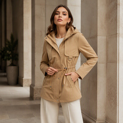 Women's Casual Warm Mid-Length Hooded Jacket