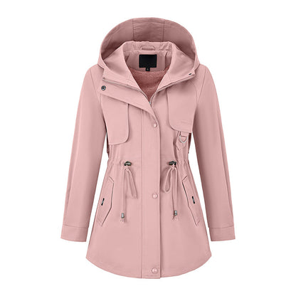 Women's Casual Warm Mid-Length Hooded Jacket
