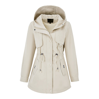 Women's Casual Warm Mid-Length Hooded Jacket