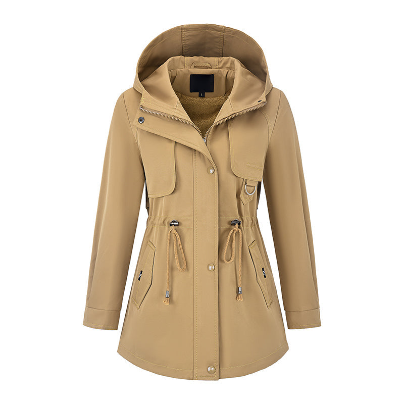 Women's Casual Warm Mid-Length Hooded Jacket