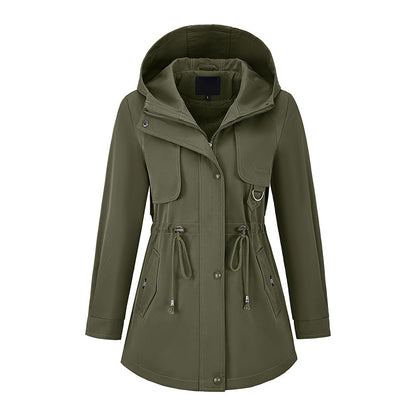 Women's Casual Warm Mid-Length Hooded Jacket