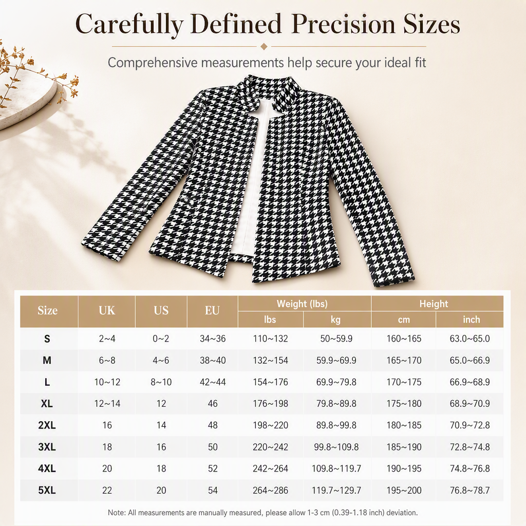 🖤 Houndstooth Detail, Flattering Tailored Fit | Women's Split-Collar Coat ⚡
