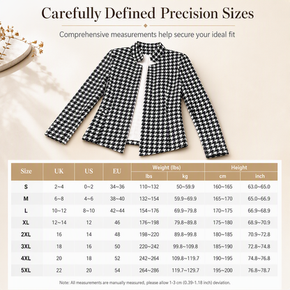 🖤 Houndstooth Detail, Flattering Tailored Fit | Women's Split-Collar Coat ⚡