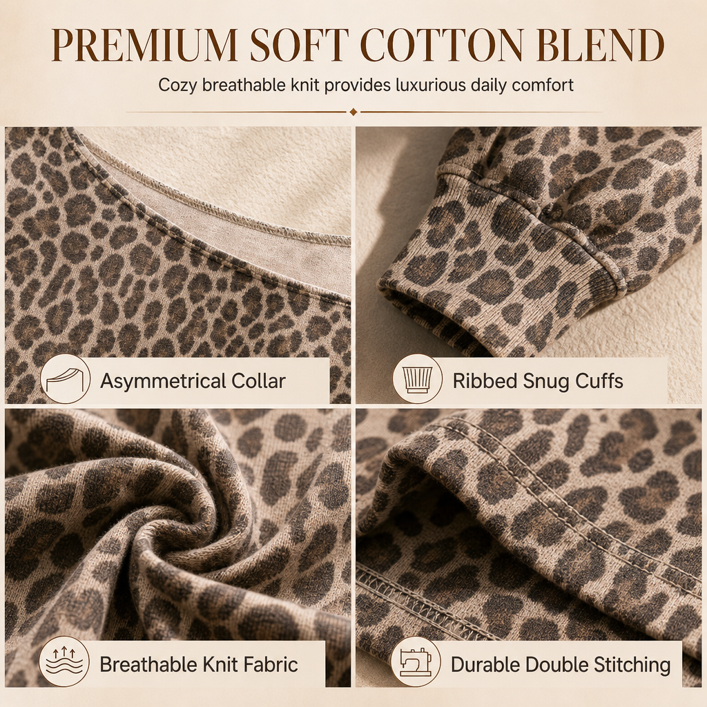 👚✨Casual Leopard Print Off Shoulder Sweatshirt Loose Long Sleeve Cotton Blend Pullover Top✨𝘉𝘶𝘺 𝘢𝘯𝘺 2 𝘢𝘯𝘥 𝘨𝘦𝘵 𝘢𝘯 𝘦𝘹𝘵𝘳𝘢 8% 𝘥𝘪𝘴𝘤𝘰𝘶𝘯𝘵