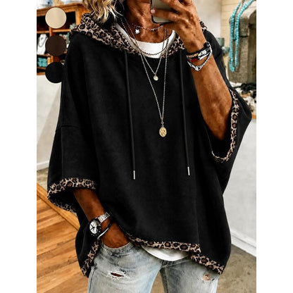 Women's Leopard Print Trim Hoodie