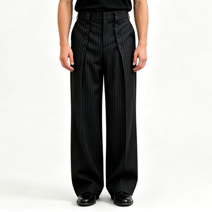 Men's Chic High-Waisted Double-Breasted Drape Pants