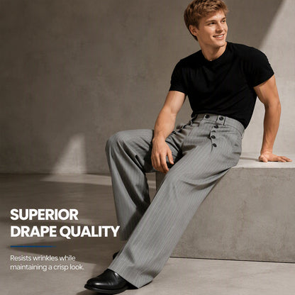 Men's Chic High-Waisted Double-Breasted Drape Pants