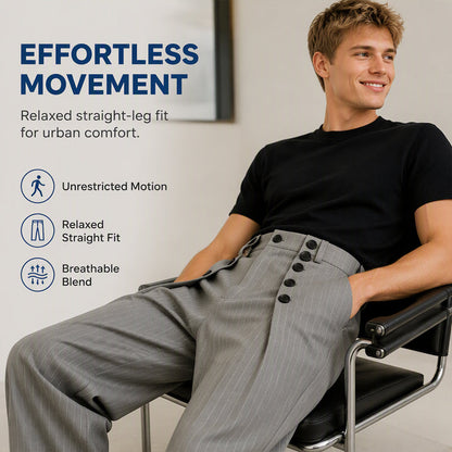 Men's Chic High-Waisted Double-Breasted Drape Pants