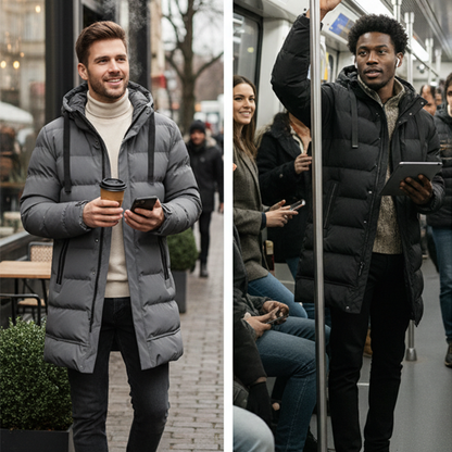 Men's Mid-Length Hooded Puffer Jacket