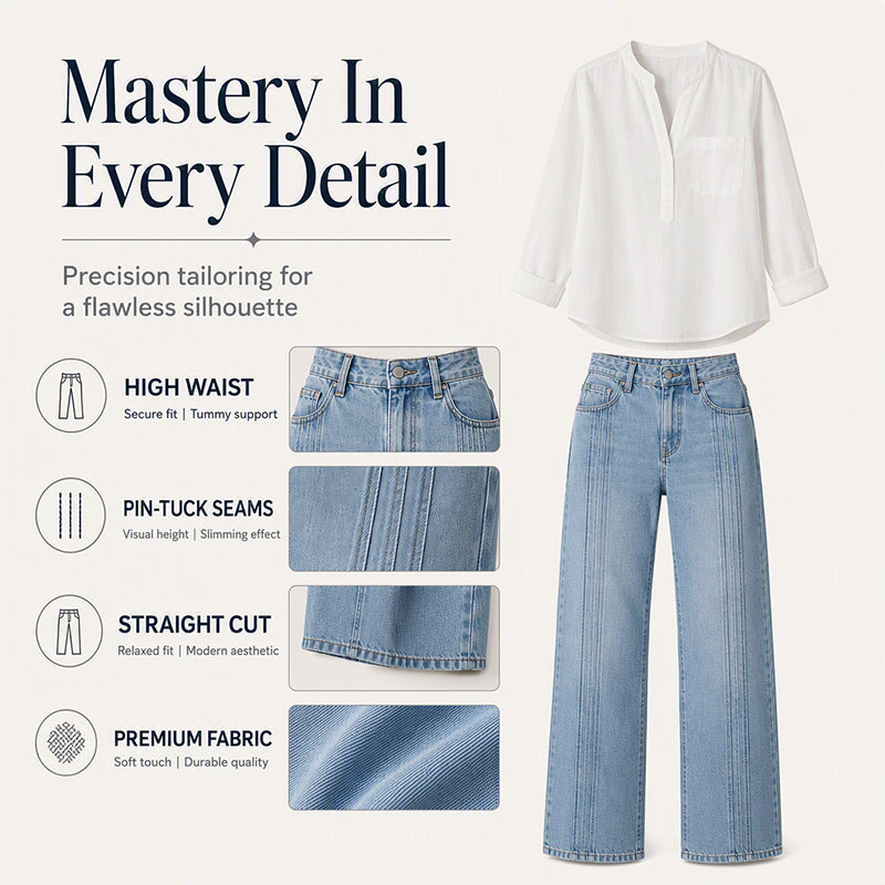 Women's Wide-Leg Jeans with Front Seams
